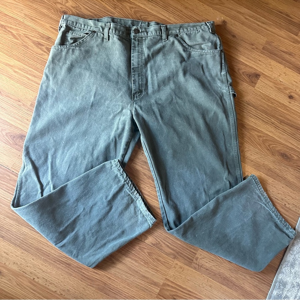 Men’s Olive Green Dickies Canvas‎ Cargo Pants Jeans 44x30 Utility Workwear